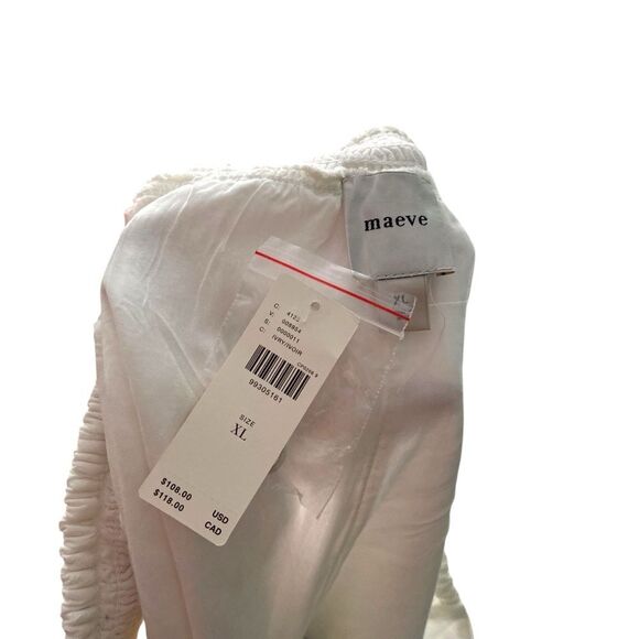 NWT Maeve White Shorts with Blue Embroidery Scallop-Hem Bloomer Shorts in XL - Picture 9 of 10